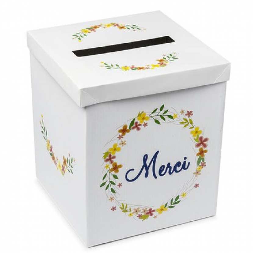 URNE "MERCI " FLOWER 21X25CM